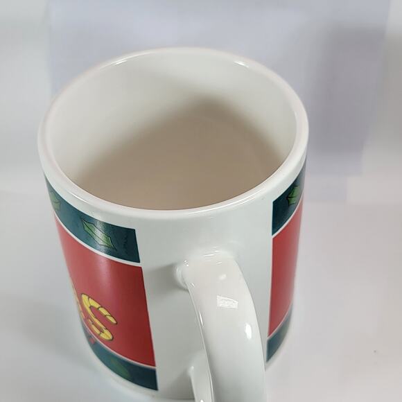 Vintage Merry Christmas Mug WCL Retro Holly Holiday Coffee Cup - Picture 9 of 10